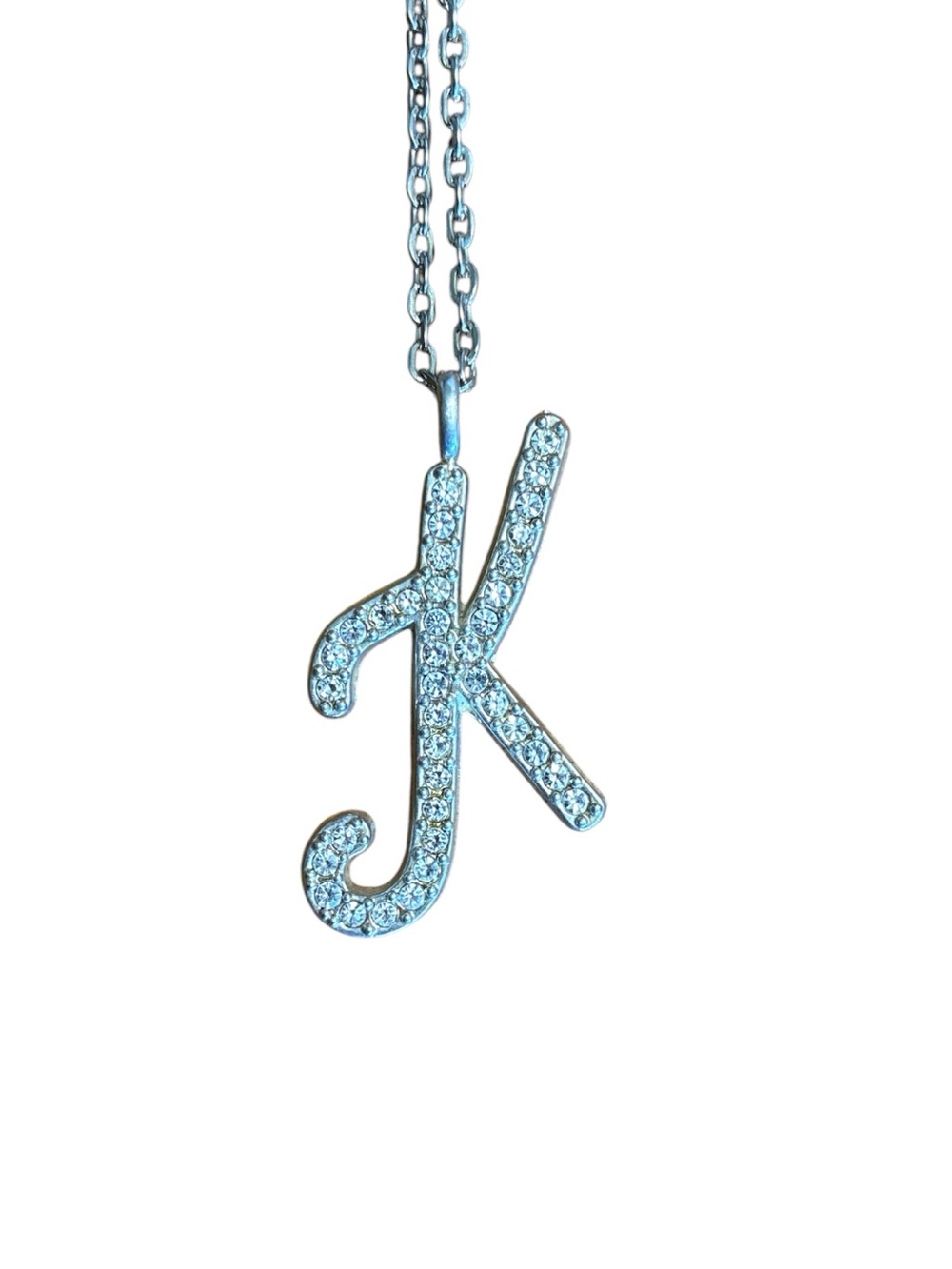 Rhinestone Initial K Pendant Necklace